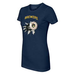 Milwaukee Brewers Tiny Turnip Women's Baseball Tear T-Shirt Navy
