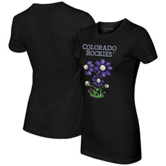 Colorado Rockies Tiny Turnip Women's Blooming Baseballs T-Shirt Black