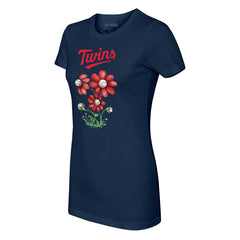 Minnesota Twins Tiny Turnip Women's Blooming Baseballs T-Shirt Navy