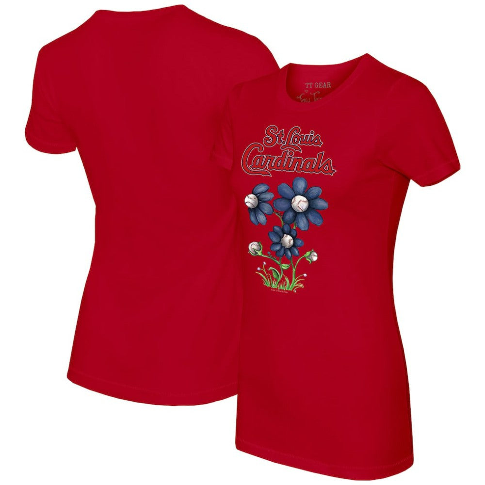 St. Louis Cardinals Tiny Turnip Women's Blooming Baseballs T-Shirt Red