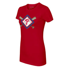 Philadelphia Phillies Tiny Turnip Women's Diamond Cross Bats T-Shirt Red
