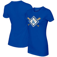 Los Angeles Dodgers Tiny Turnip Women's Diamond Cross Bats T-Shirt Royal