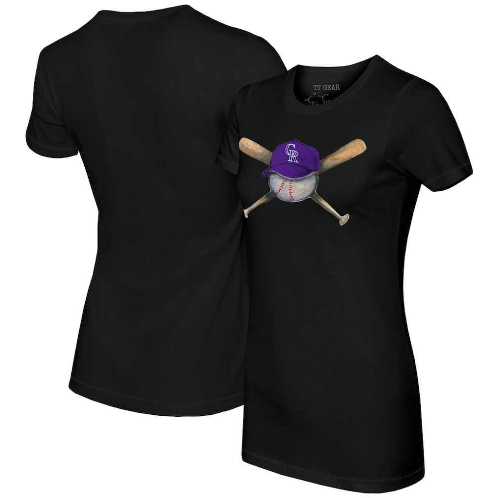 Colorado Rockies Tiny Turnip Women's Hat Crossbats T-Shirt Black