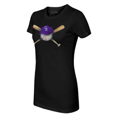 Colorado Rockies Tiny Turnip Women's Hat Crossbats T-Shirt Black