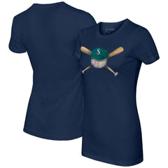 Seattle Mariners Tiny Turnip Women's Hat Crossbats T-Shirt Navy