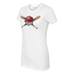 Cincinnati Reds Tiny Turnip Women's Hat Crossbats T-Shirt White