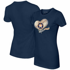 Houston Astros Tiny Turnip Women's Heart Banner T-Shirt Navy