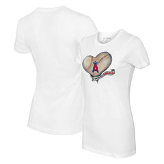 Los Angeles Angels Tiny Turnip Women's Heart Banner T-Shirt White
