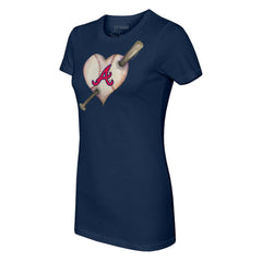 Atlanta Braves Tiny Turnip Women's Heart Bat T-Shirt Navy