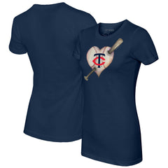 Minnesota Twins Tiny Turnip Women's Heart Bat T-Shirt Navy
