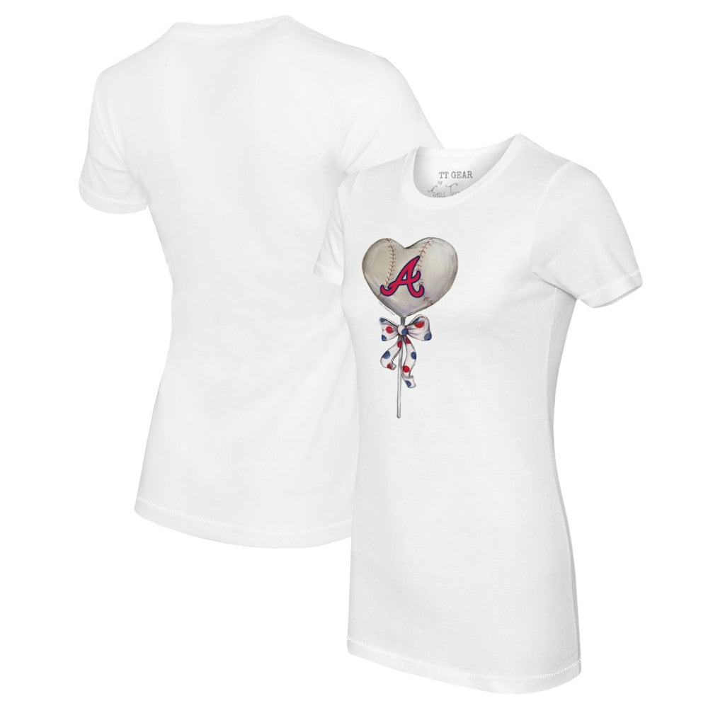Atlanta Braves Tiny Turnip Women's Heart Lolly T-Shirt White