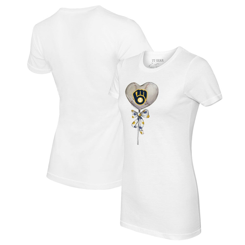 Milwaukee Brewers Tiny Turnip Women's Heart Lolly T-Shirt White