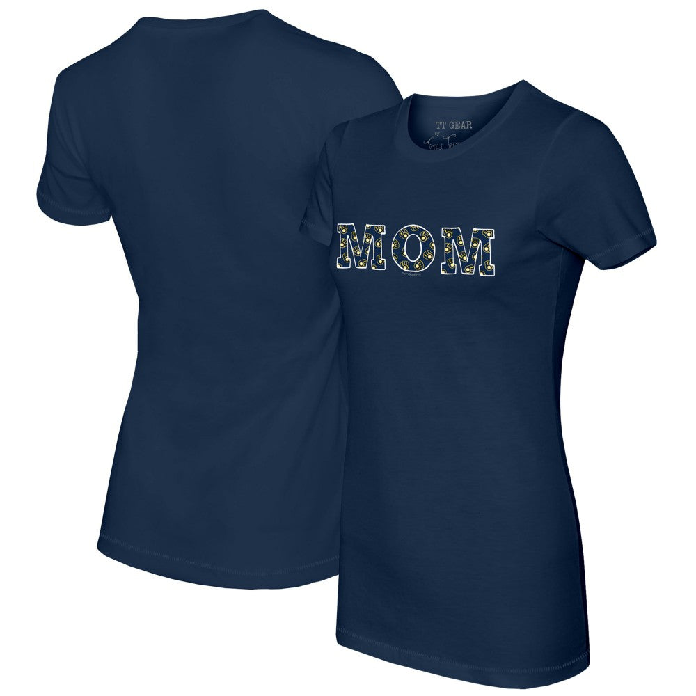 Milwaukee Brewers Tiny Turnip Women's Logo Mom T-Shirt Navy