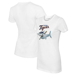 Detroit Tigers Tiny Turnip Women's Shark Logo T-Shirt White