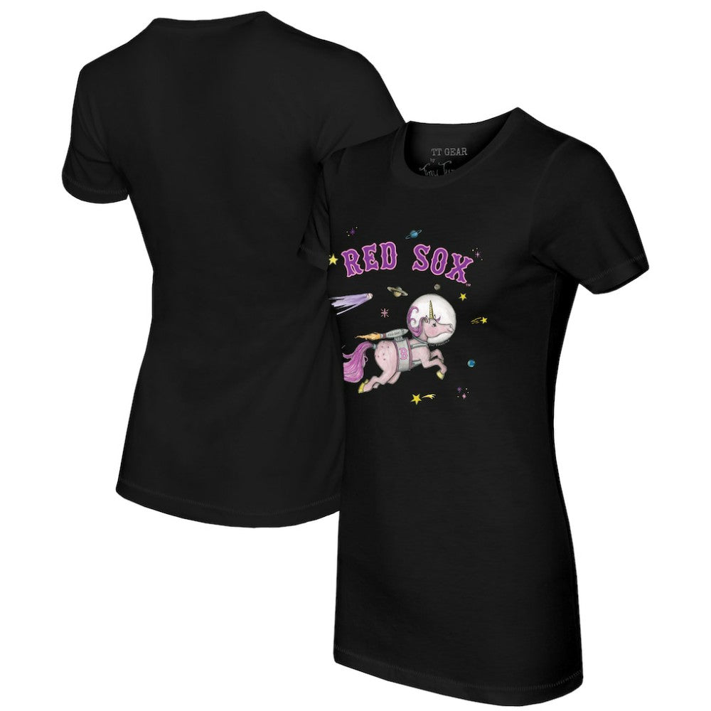 Boston Red Sox Tiny Turnip Women's Space Unicorn T-Shirt Black