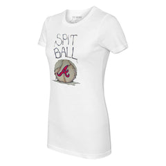 Atlanta Braves Tiny Turnip Women's Spit Ball T-Shirt White