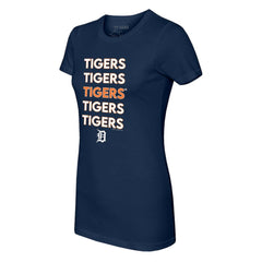 Detroit Tigers Tiny Turnip Women's Stacked T-Shirt Navy