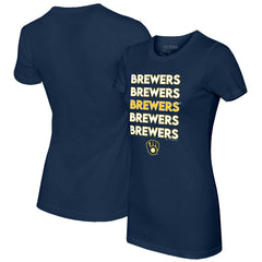 Milwaukee Brewers Tiny Turnip Women's Stacked T-Shirt Navy