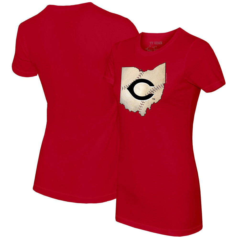 Cincinnati Reds Tiny Turnip Women's State Outline T-Shirt Red