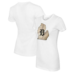Detroit Tigers Tiny Turnip Women's State Outline T-Shirt White