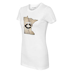 Minnesota Twins Tiny Turnip Women's State Outline T-Shirt White