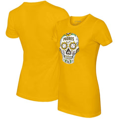 San Diego Padres Tiny Turnip Women's Sugar Skull T-Shirt Gold