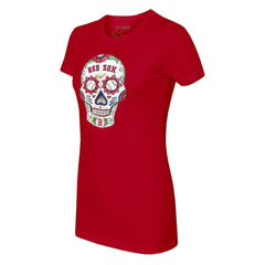 Boston Red Sox Tiny Turnip Women's Sugar Skull T-Shirt Red