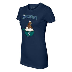 Seattle Mariners Tiny Turnip Women's Sundae Helmet T-Shirt Navy