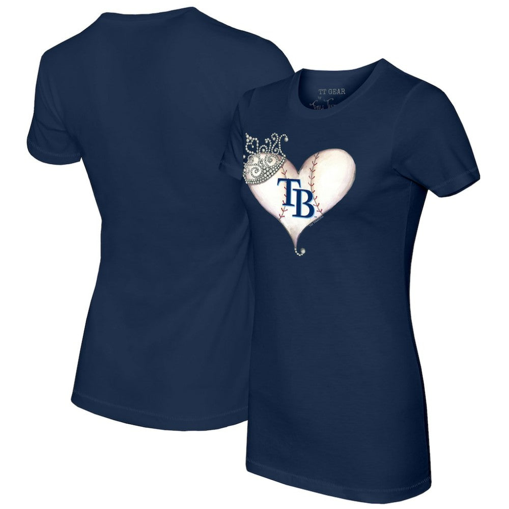 Tampa Bay Rays Tiny Turnip Women's Tiara Heart T-Shirt Navy
