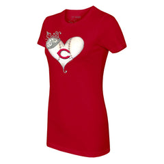 Cincinnati Reds Tiny Turnip Women's Tiara Heart T-Shirt Red