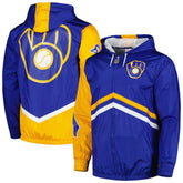 Milwaukee Brewers Undeniable Full-Zip Hoodie Windbreaker Jacket Royal | Mitchell & Ness