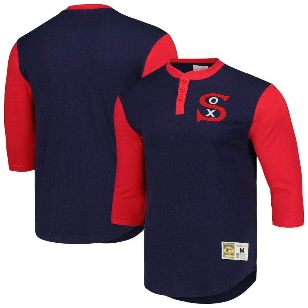 Chicago White Sox Cooperstown Collection Legendary Slub Henley 3/4-Sleeve T-Shirt Navy | Mitchell & Ness