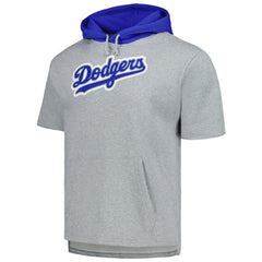 Los Angeles Dodgers Postgame Short Sleeve Pullover Hoodie Heather Gray | Mitchell & Ness