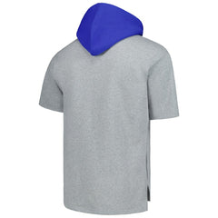 Los Angeles Dodgers Postgame Short Sleeve Pullover Hoodie Heather Gray | Mitchell & Ness