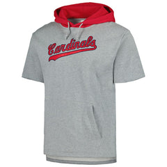 St. Louis Cardinals Postgame Short Sleeve Pullover Hoodie Heather Gray | Mitchell & Ness