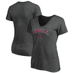Los Angeles Angels Women's Core Team Lock Up V-Neck T-Shirt Charcoal