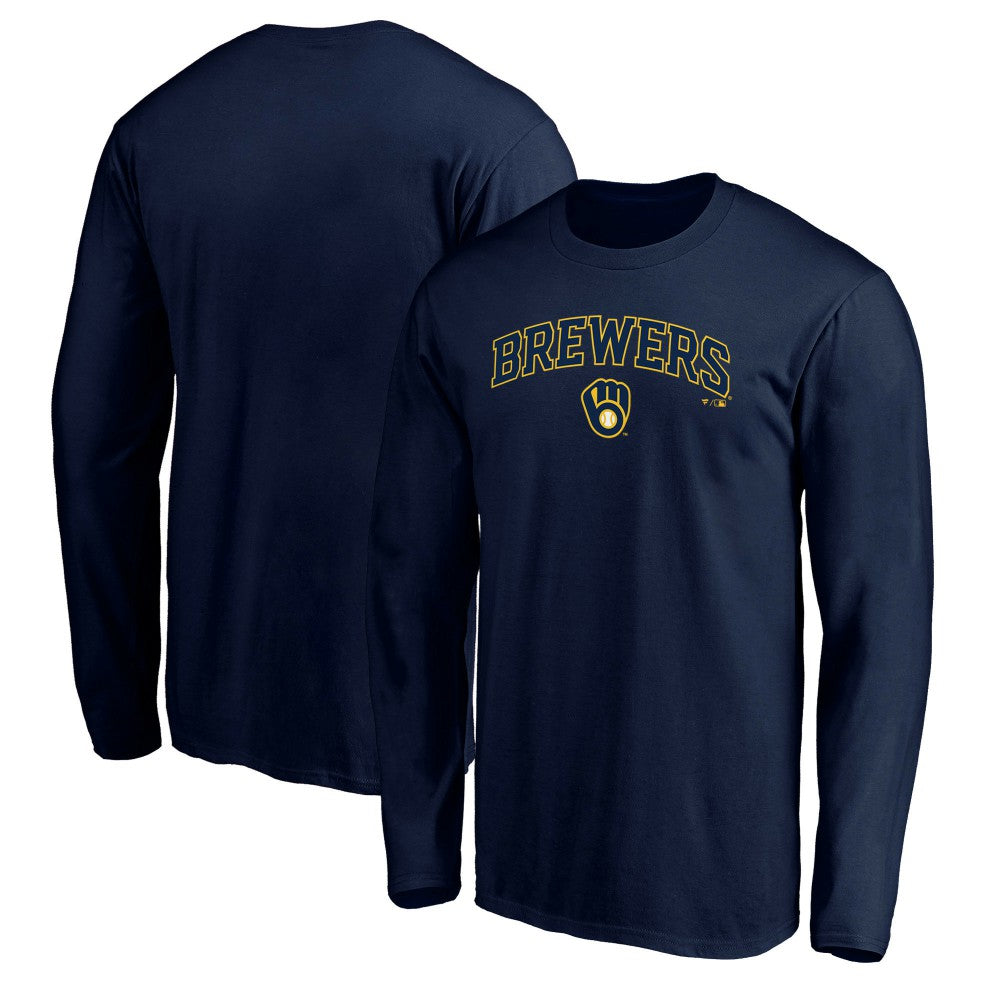 Milwaukee Brewers Team Lock Up Wordmark Long Sleeve T-Shirt Navy