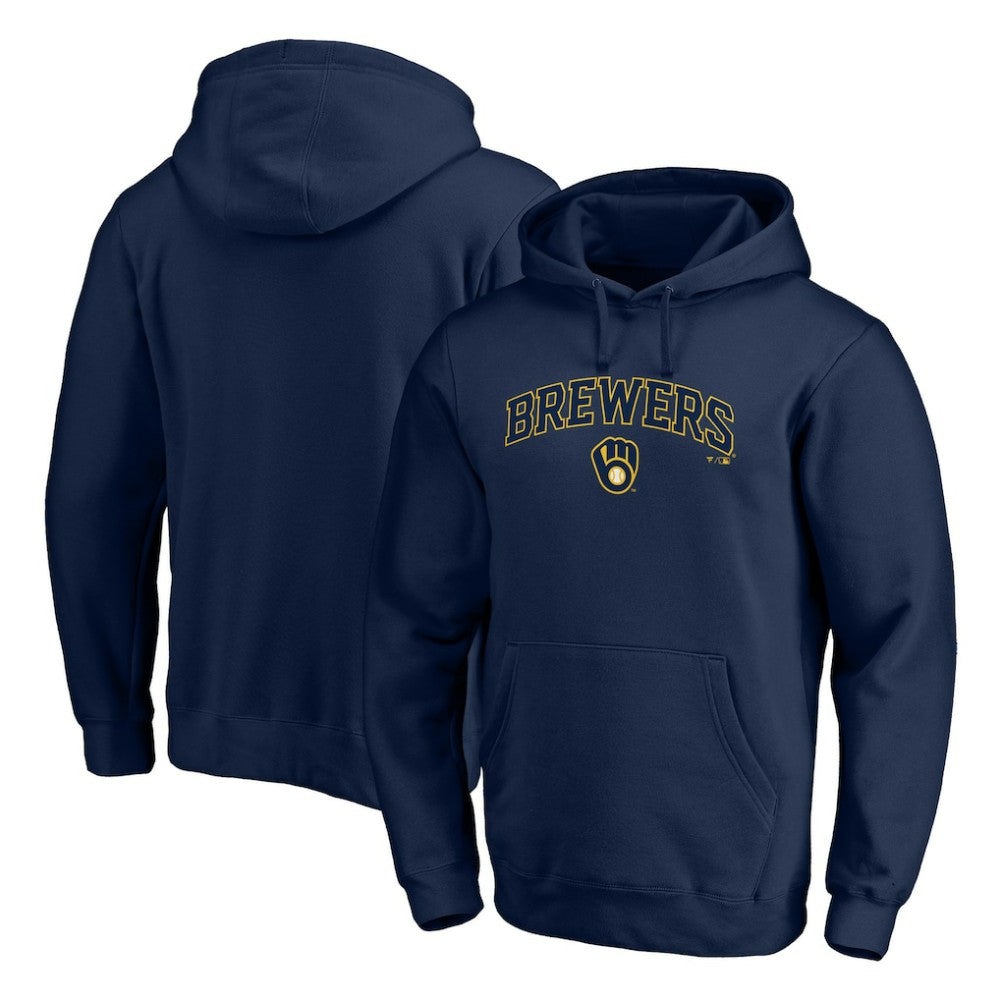 Milwaukee Brewers Team Lock Up Wordmark Pullover Hoodie Navy