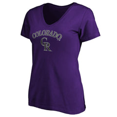 Colorado Rockies Women's Core Team Lock Up V-Neck T-Shirt Purple