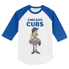 Chicago Cubs Tiny Turnip Youth Babes 3/4-Sleeve Raglan T-Shirt White/Royal