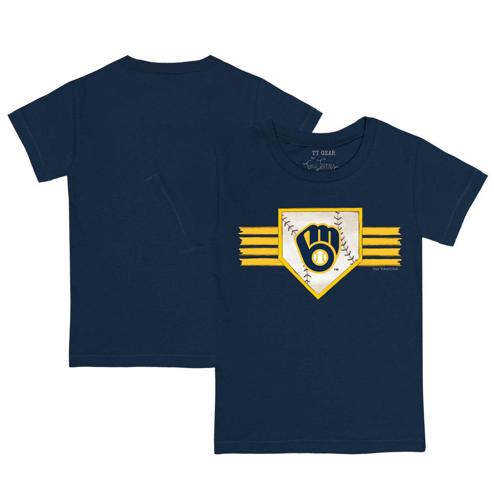 Milwaukee Brewers Tiny Turnip Youth Base Stripe T-Shirt Navy