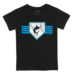 Miami Marlins Tiny Turnip Youth Base Stripe T-Shirt Black