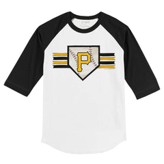 Pittsburgh Pirates Tiny Turnip Youth Base Stripe 3/4-Sleeve Raglan T-Shirt White/Black