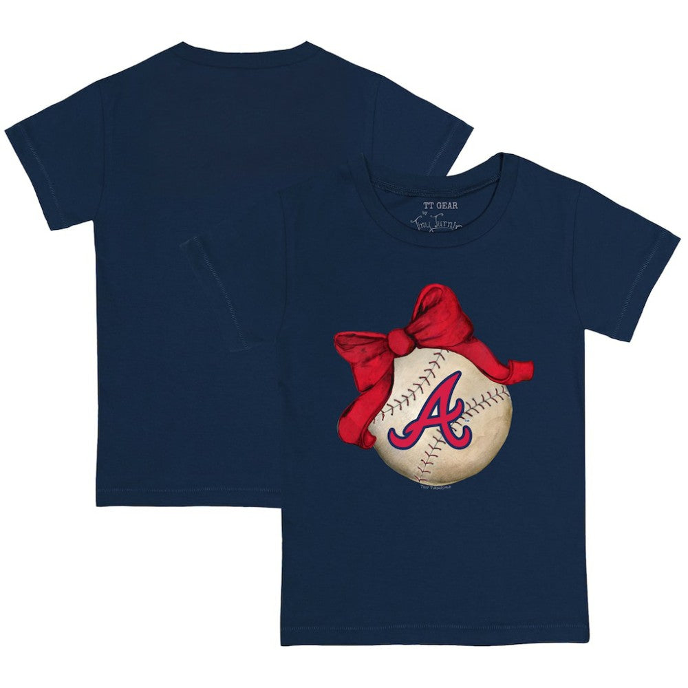 Atlanta Braves Tiny Turnip Youth Baseball Bow T-Shirt Navy