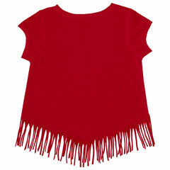 Cincinnati Reds Tiny Turnip Girls Youth Baseball Cross Bats Fringe T-Shirt Red