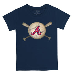 Atlanta Braves Tiny Turnip Youth Baseball Cross Bats T-Shirt Navy