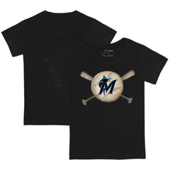 Miami Marlins Tiny Turnip Youth Baseball Cross Bats T-Shirt Black