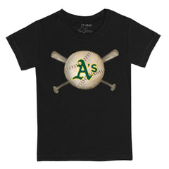 Athletics Tiny Turnip Youth Baseball Cross Bats T-Shirt Black