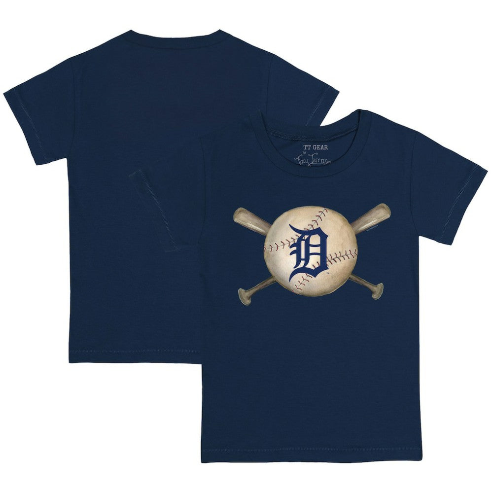 Detroit Tigers Tiny Turnip Youth Baseball Cross Bats T-Shirt Navy