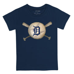 Detroit Tigers Tiny Turnip Youth Baseball Cross Bats T-Shirt Navy